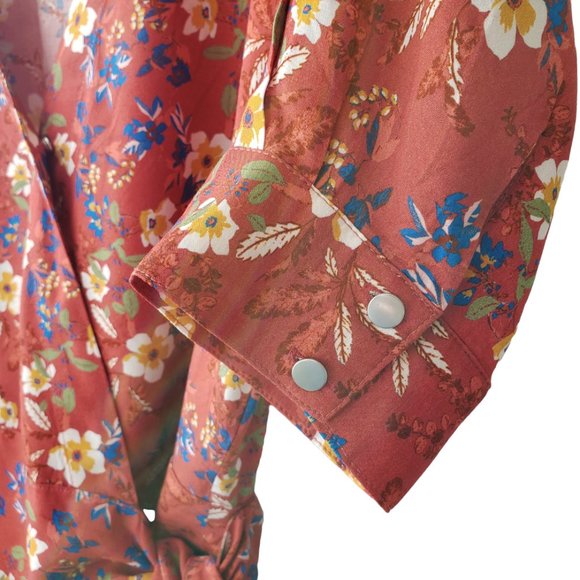 Asos ditsy floral short sleeve wrap blouse with side tie sz S - Picture 5 of 9